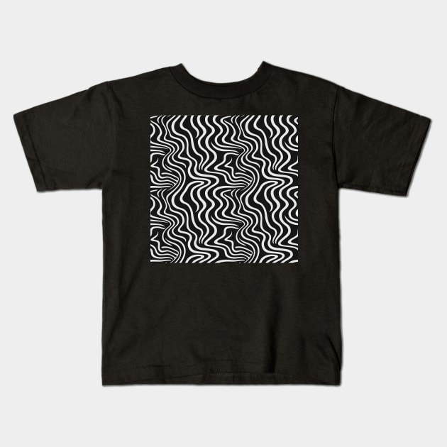 Monochrome Waves: Modern Abstract Ebb and Flow Kids T-Shirt by star trek fanart and more